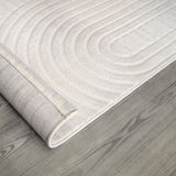 Teppich Wohnzimmer Schlafzimmer Kurzflor Skandi Muster Arche Bogen Einfarbig 3D 160x220 cm, Creme 6 - Paco Home
