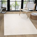 Teppich Wohnzimmer Schlafzimmer Kurzflor Skandi Muster Arche Bogen Einfarbig 3D 160x220 cm, Creme 2 - Paco Home