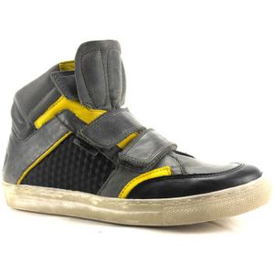 Trackstyle - 527 - Klittenbandschoenen - Grijs / Geel - Leer