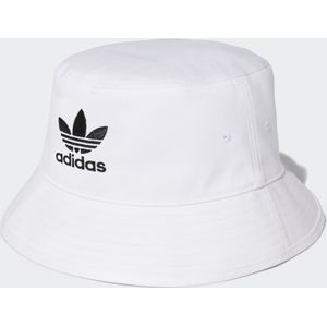 Adidas Originals, Witte Bucket Hat met Trefoil Logo Borduursel Wit, unisex, Maat:ONE Size