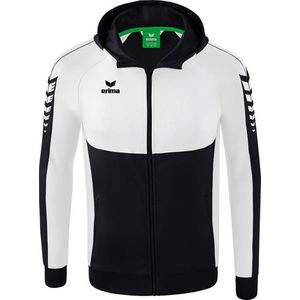 Erima - Trainingsjack - Zwart/Wit - Materiaalmix - Capuchon