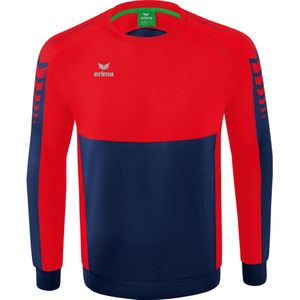 Erima - Six Wings - Sweatshirt - New Navy / Rood - Zachte Materiaalmix