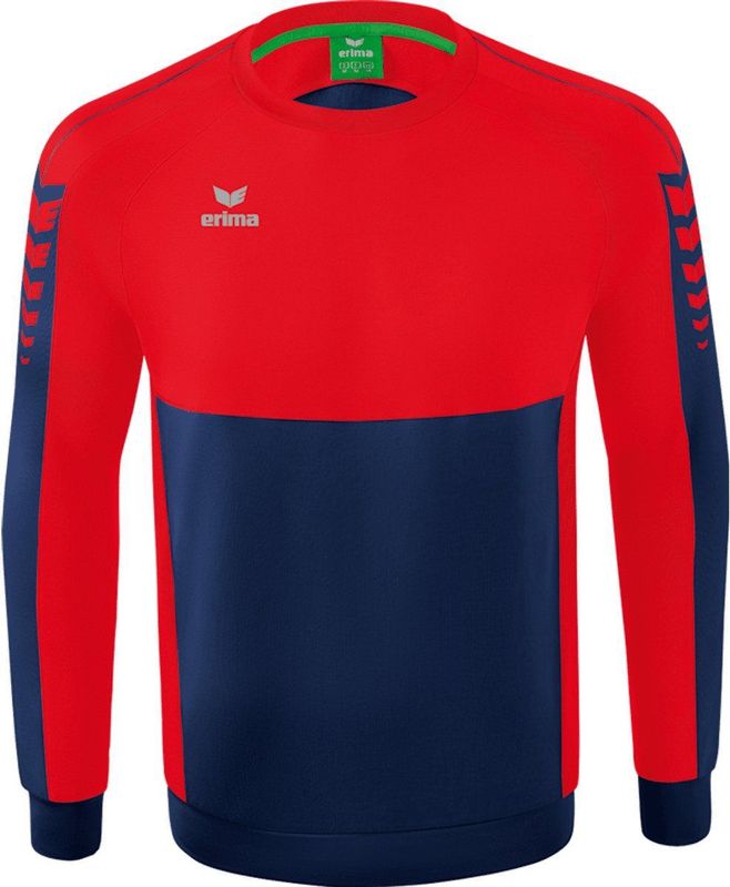 Erima - Six Wings - Sweatshirt - New Navy / Rood - Zachte Materiaalmix