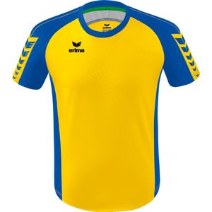 Erima Six Wings Shirt Korte Mouw Kinderen - Geel / New Royal | Maat: 140