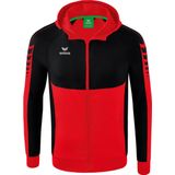 Erima Six Wings Trainingsjack Met Capuchon Kinderen - Rood / Zwart | Maat: 128