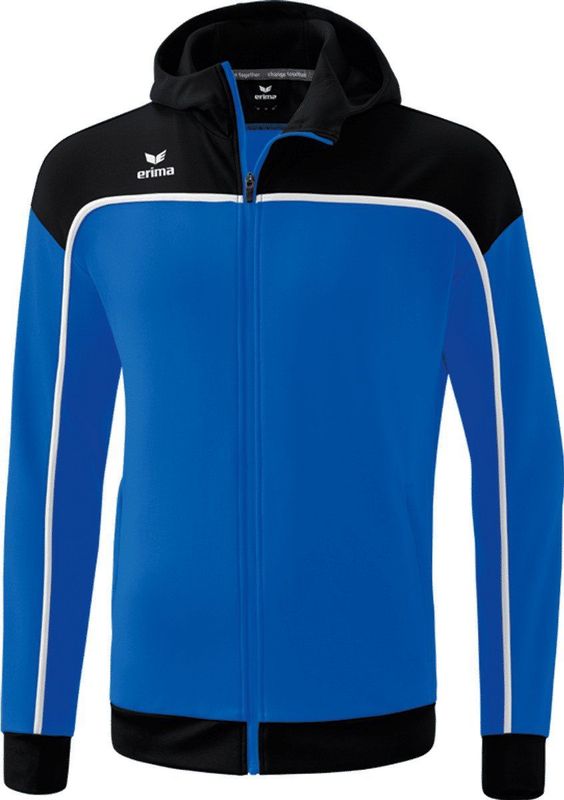Erima - Change - Trainingsjack - New Royal / Zwart / Wit - Met Capuchon