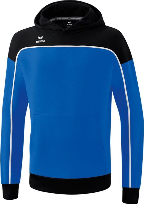 Erima - Change Sweatshirt - New Royal - Zwart - 50% Katoen, 44% Gerecycled Polyester, 6% Elastaan