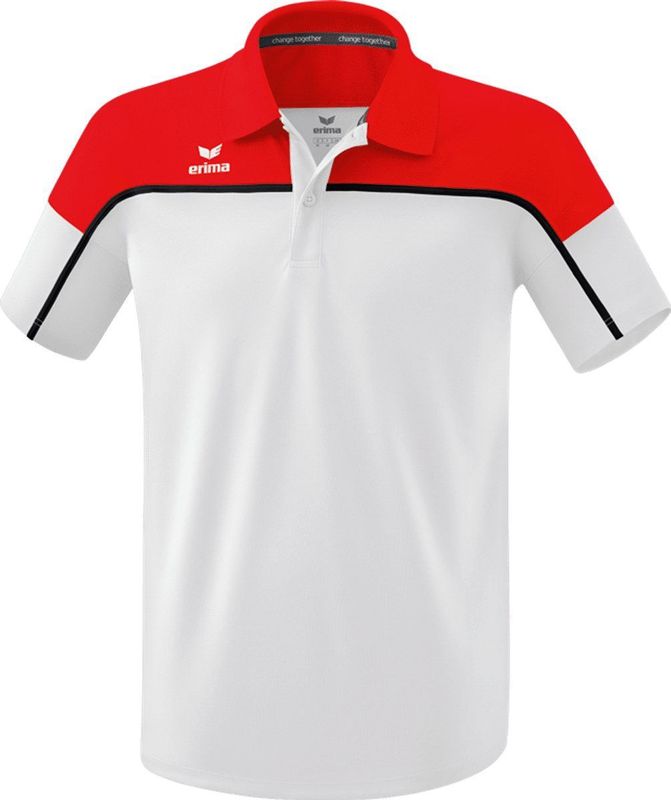ERIMA - Change Polo - Wit-Rood-Zwart - Licht Sneldrogend Materiaal