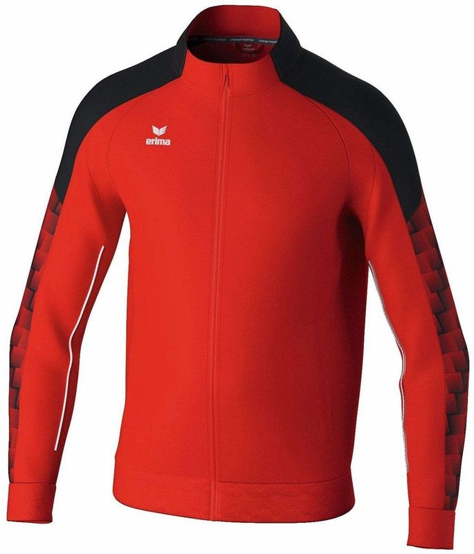 Erima - Evo Star - Trainingsjack - Rood/Zwart - Robuust Materiaal, Raglan-snit, Elastische Inzetstukken