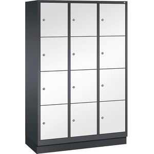 Vakkenkast CLASSIC met sokkel, 3 afdelingen, elk 4 vakken, afdelingsbreedte 400 mm C+P