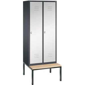 Garderobekast CLASSIC met onderbouwzitbank, 2 afdelingen, afdelingsbreedte 400 mm C+P