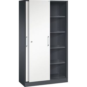 Schiebetürenschrank ASISTO C 3000, 5 Ordnerhöhen, abschließbar, Breite 1000 mm, anthrazit/weiß