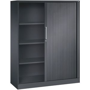C+P Roldeurkast ASISTO, hoogte 1617 mm, breedte 1200 mm, zwartgrijs/zwartgrijs