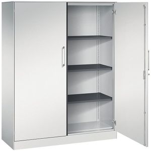 C+P Vleugeldeurkast ASISTO, hoogte 1617 mm, breedte 1200 mm, 3 legborden, lichtgrijs/lichtgrijs
