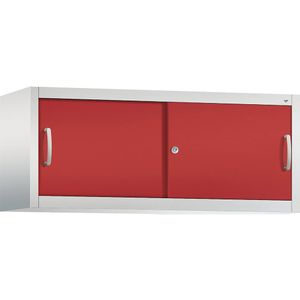 C+P ACCURADO opzetkast met schuifdeuren, h x b x d = 500 x 1200 x 400 mm, lichtgrijs/vuurrood