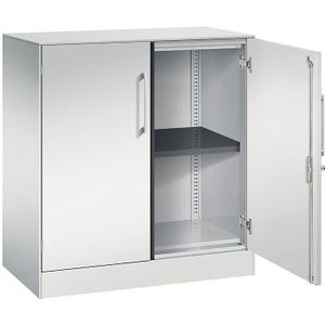 C+P Vleugeldeurkast ASISTO, hoogte 897 mm, breedte 800 mm, 1 legbord, lichtgrijs/lichtgrijs