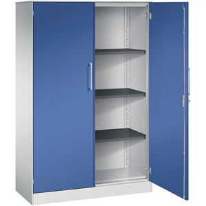C+P Vleugeldeurkast ASISTO, hoogte 1617 mm, breedte 1000 mm, 3 legborden, lichtgrijs/gentiaanblauw