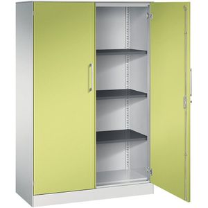 C+P Vleugeldeurkast ASISTO, hoogte 1617 mm, breedte 1000 mm, 3 legborden, lichtgrijs/felgroen