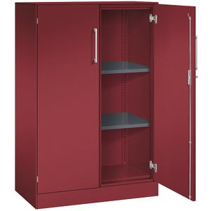C+P Vleugeldeurkast ASISTO, hoogte 1292 mm, breedte 800 mm, 2 legborden, robijnrood/robijnrood