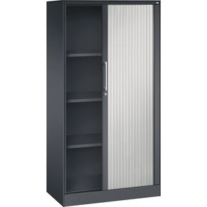 C+P Roldeurkast ASISTO, hoogte 1617 mm, breedte 800 mm, zwartgrijs/lichtgrijs