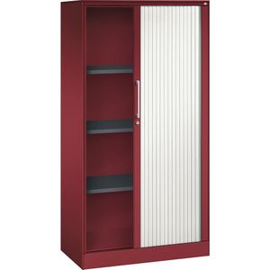C+P Roldeurkast ASISTO, hoogte 1617 mm, breedte 800 mm, robijnrood/verkeerswit