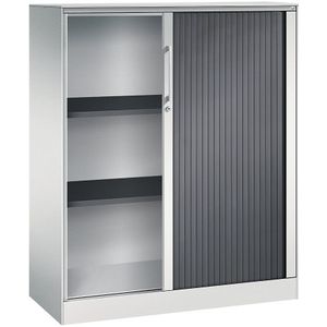 C+P Roldeurkast ASISTO, hoogte 1292 mm, breedte 1000 mm, lichtgrijs/zwartgrijs