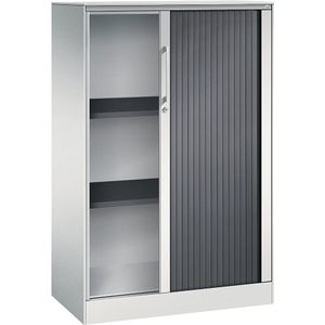 C+P Roldeurkast ASISTO, hoogte 1292 mm, breedte 800 mm, lichtgrijs/zwartgrijs
