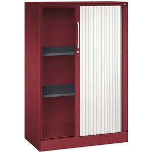 C+P Roldeurkast ASISTO, hoogte 1292 mm, breedte 800 mm, robijnrood/verkeerswit