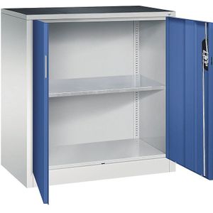 CP Stahlschrank 8821-000 S10203 lichtgrau, enzianblau 93,0 x 50,0 x 100,0 cm, aufgebaut