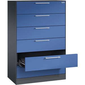 Archiefkast ASISTO, hoogte 1292 mm, met 6 lades, A5 liggend C+P