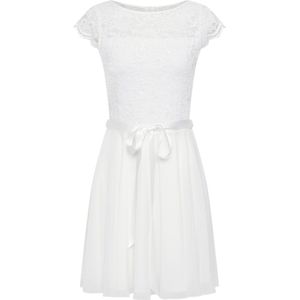 SWING - Cocktailjurk - Wit - A-lijn - Getailleerd Model