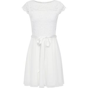 SWING - Cocktailjurk - Wit - A-lijn - Getailleerd Model