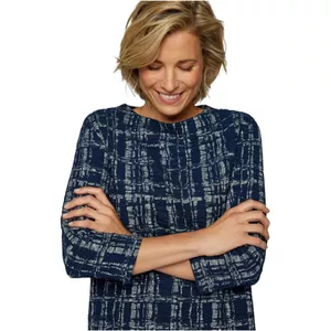 Dames lange mouwen tuniek tops casual pullover shirts lichtgewicht truien herfst winter kleding, Blauw, XL