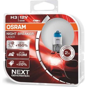 Osram Night Breaker Laser Halogeen lampen - H3 - 12V/55W - set à 2 stuks
