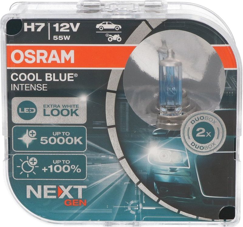 Osram Halogeenlamp H7 12V 55W Wit/IJsblauw 5500K Intens Cool Blue Next Gen Set 2 stuks