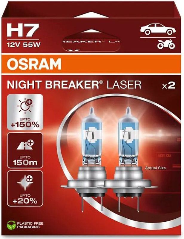 Osram - Night Breaker Laser - Halogeenlamp - 12V 55W - 150% Meer Zicht
