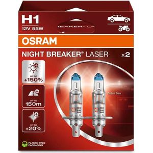 Osram - Night Breaker Laser - H1 - Set van 2 - Halogeenlampen - Sterk Licht