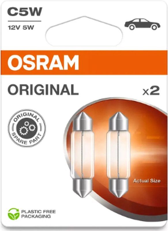 OSRAM 6418-2BL Gloeilamp - Kentekenplaatverlichting - 2 Stuks - C5W - 12 Volt