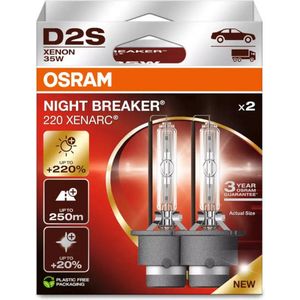 OSRAM - XENARC NIGHT BREAKER 220 - Xenon Koplamplamp - Wit - 220% Meer Helderheid, Vouwdoos (2 Lampen)