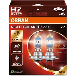 Osram - Night Breaker 220 - Halogeen Lampen - H7 - 12V/55W - 2 Stuks