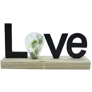HEITMANN DECO LED houten staander Love - zwart/natuur - ca. 31cm