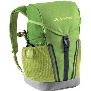 VAUDE Puck Kinderrugzak jongens en meisjes 10 liter in groen, comfortabele wandelrugzak voor kinderen, weerbestendige schoolrugzak met regenhoes en vergrootglas, veel opbergruimte, Apple