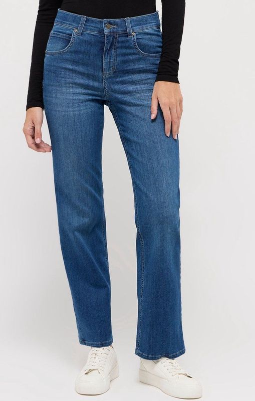 Stretchbroeken - Mid Blue Used - Riemlussen - Metalen Ritssluiting