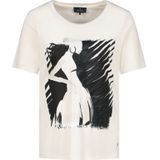 Monari - Shirt - Beige Zwart - Ronde Hals - Zonder Kraag