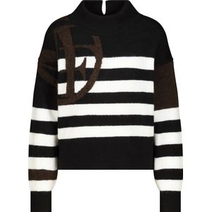 Monari - Pullover - Zwart - Streep - Halslijn: Opstaande Kraag