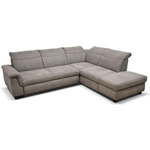 DOMO Collection hoeksofa/veelzijdige hoekbank incl. slaapfunctie en rugfunctie/grootte: 273 x 228 cm H. 81 cm/luxe microvezel modder Ottoman rechts 273/228 cm modder