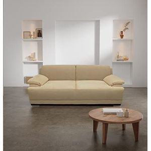 Domo Collection Telos Boxspringsofa, 3-zits sofa met boxspring, tijdloze bank met brede armleuningen, afmetingen: 218/96/80 cm (B/D/H) / kleur: beige (licht)