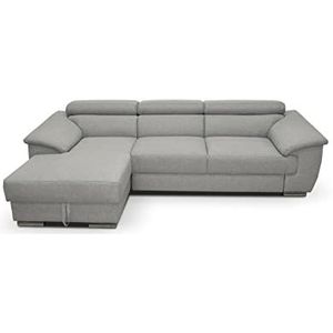 DOMO. Collection David sofa, hoekbank met rugfunctie, hoekbank met slaapfunctie en bedlade (opbergvak), 272 x 166 cm funtkionbank met binnenvering in grijs