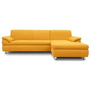 DOMO. Collection Hoekbank Bounty | slaapfunctie L-vorm sofa | 266 x 172 x 82 cm | hoekbank slaapbank met bed in geel