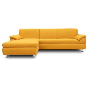 DOMO. Collection Hoekbank Bounty | slaapfunctie L-vorm sofa | 266 x 172 x 82 cm | hoekbank slaapbank met bed in geel
